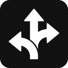 Grayson Risk Consulting A white icon on a black background with three arrows: one pointing left, one right, and one up.